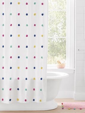 Pottery Barn Teen Multicolor Tufted Dots Shower Curtain